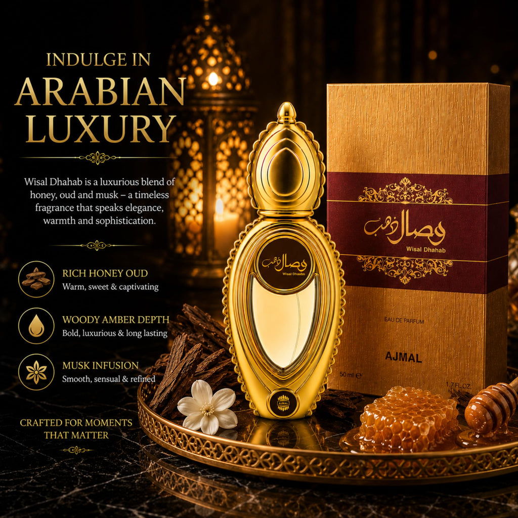Ajmal Wisal Dhahab Eau de Parfum with Honey Oud & Musk, 1.7 fl oz