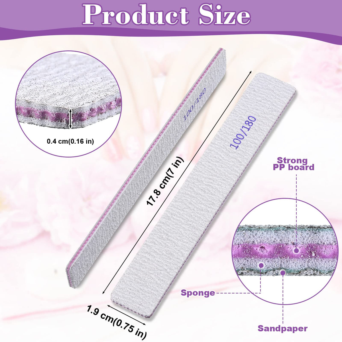 Xinnun 150 Pcs Double-Sided Reusable Emery Board Nail Files