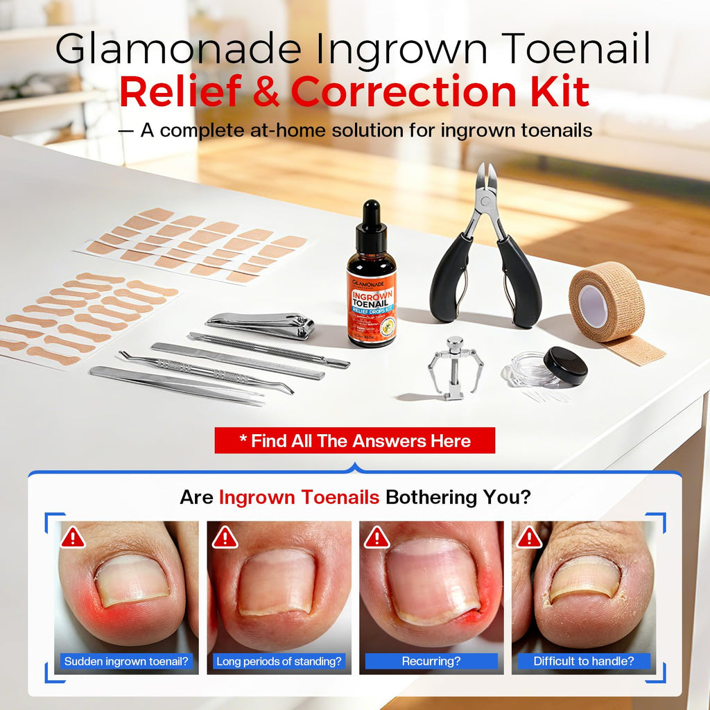 Glamonade Ingrown Toenail Removal Kit, 13-Piece At-Home Care Set