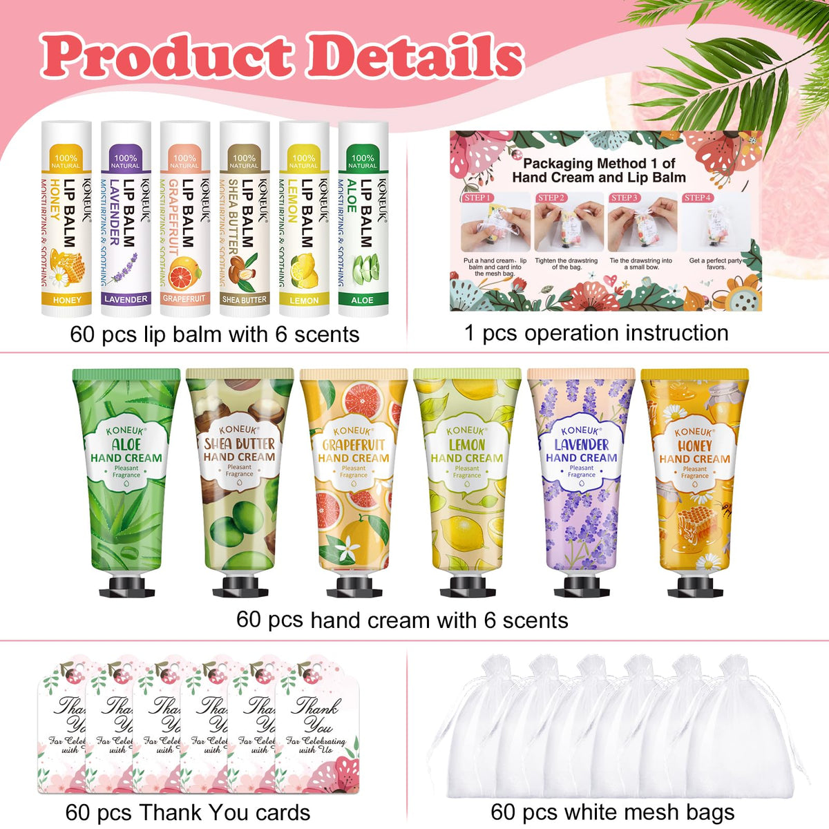 KONEUK Hand Cream and Lip Balm Gift Set