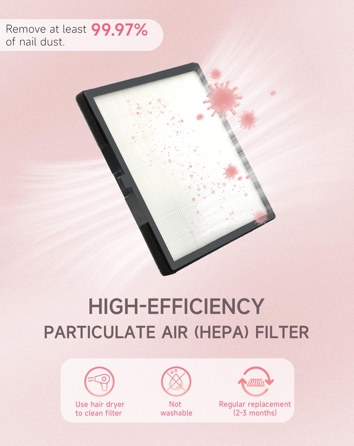 BRANTMAKER Nail Dust Collector with Brush and Reusable Filters