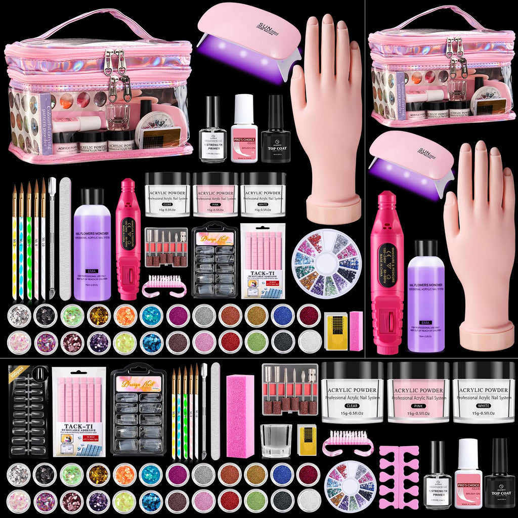 Complete Acrylic Nail Starter Kit for Beginners with Practice Hand and Drill