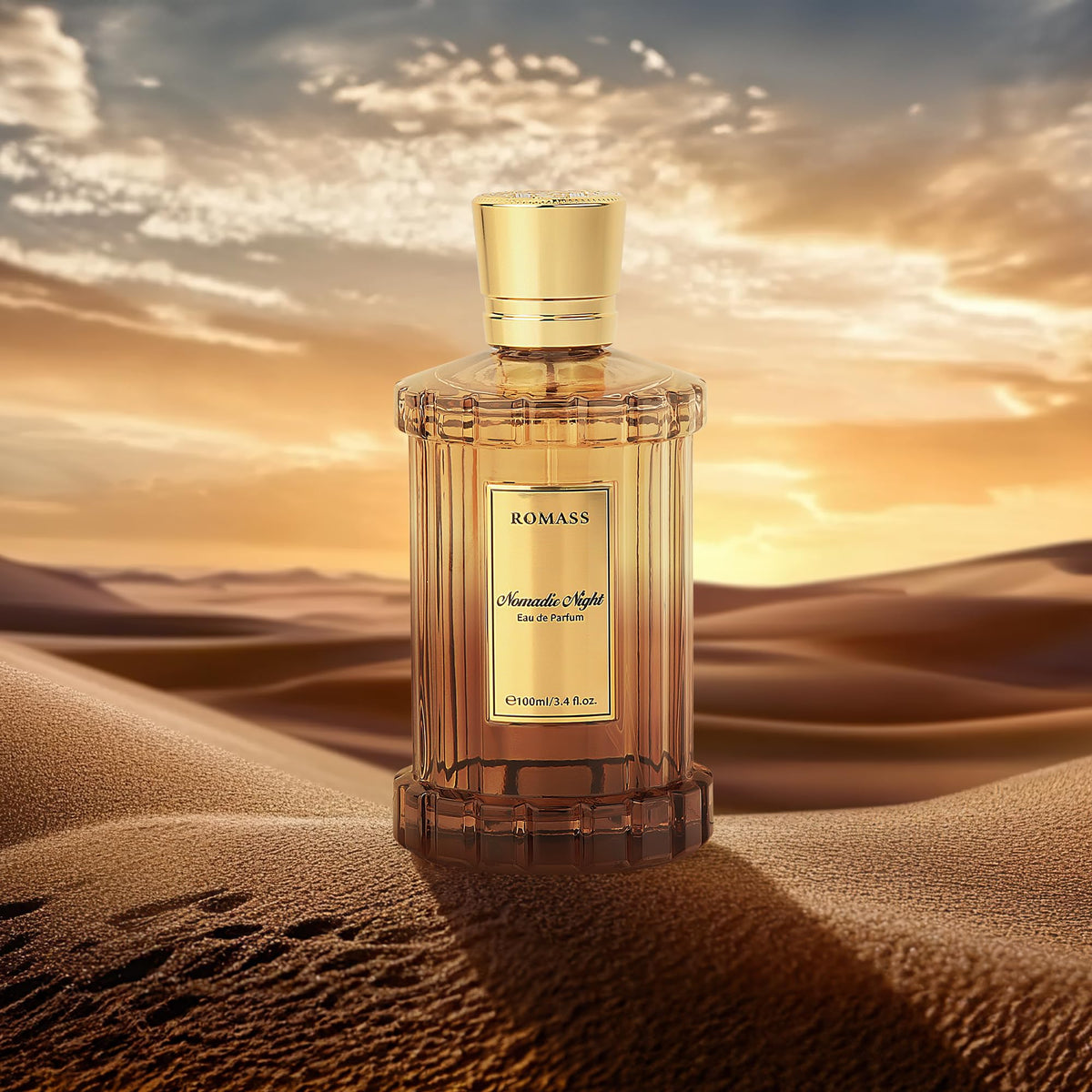 ROMASS Nomadic Night Unisex Eau de Parfum, Warm Woody Oud Fragrance, 3.4 oz