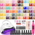 Gel Nail Polish Kit with UV Nail Lamp, Drill, Top Coats and Manicure Tools