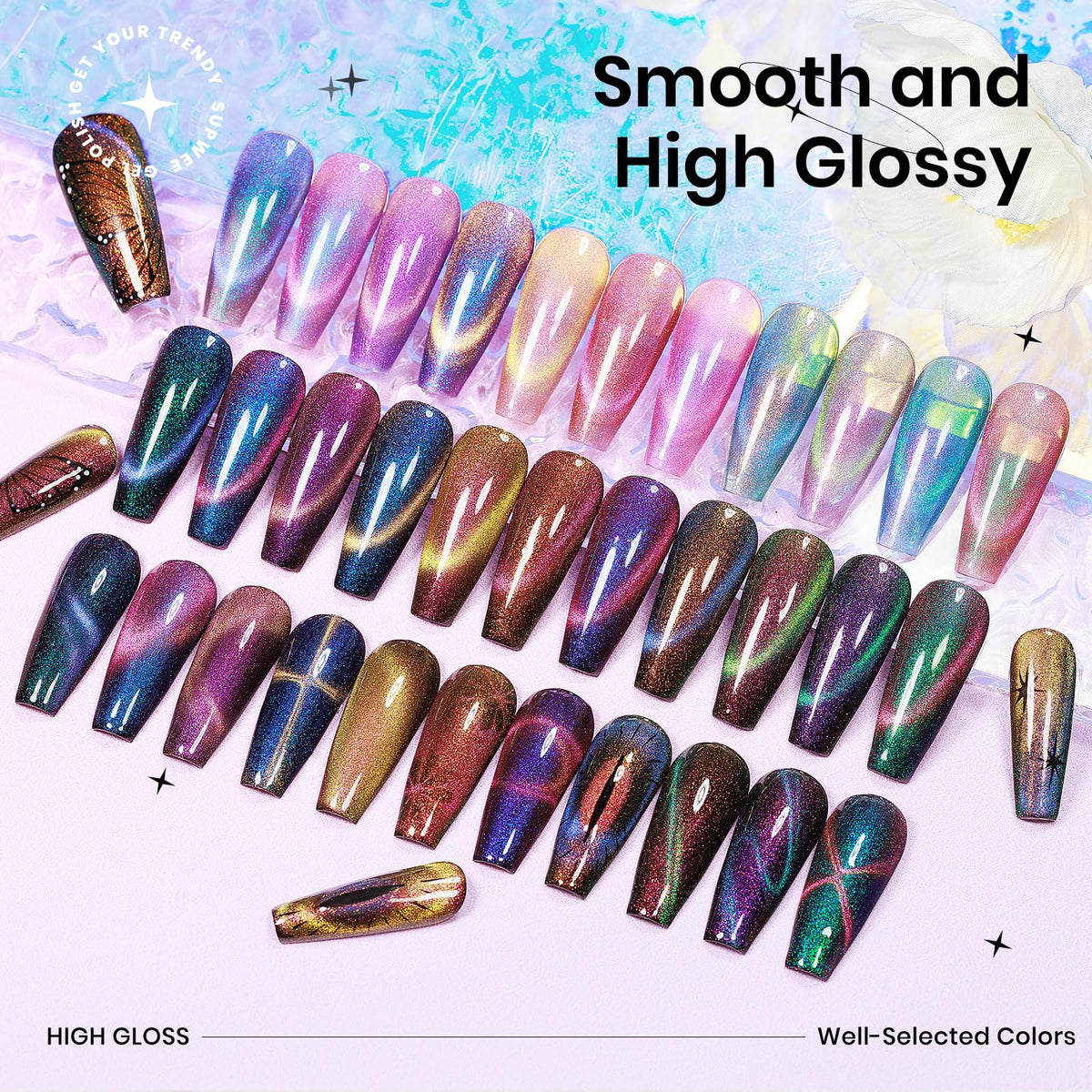 12-Color Cat Eye Gel Polish Collection with Magnetic Effect