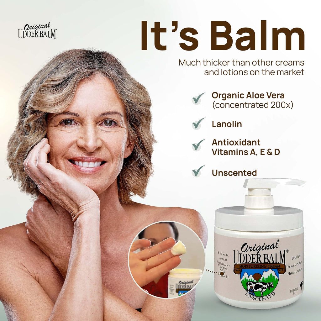 Original Udder Balm Unscented Hypoallergenic Moisturizer for Dry Skin