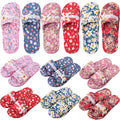 6 Pairs Floral Cotton Open Toe House Slippers for Women, Washable Travel Slippers