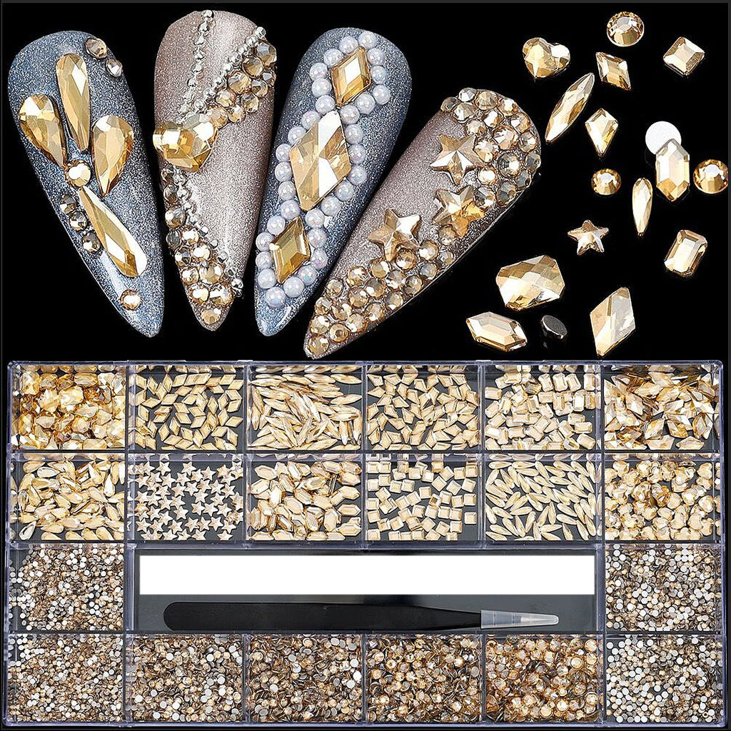 4,880-Piece Nail Rhinestones Set with Multi-Shape Crystal Gems