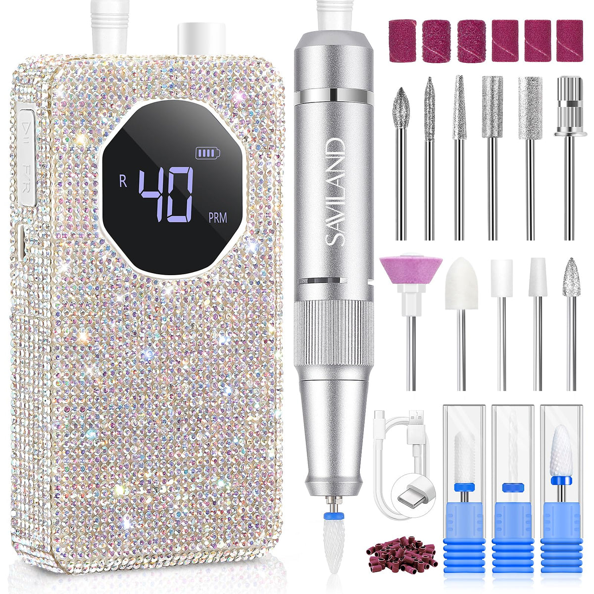 SAVILAND Professional 40,000 RPM Portable Nail Drill Kit