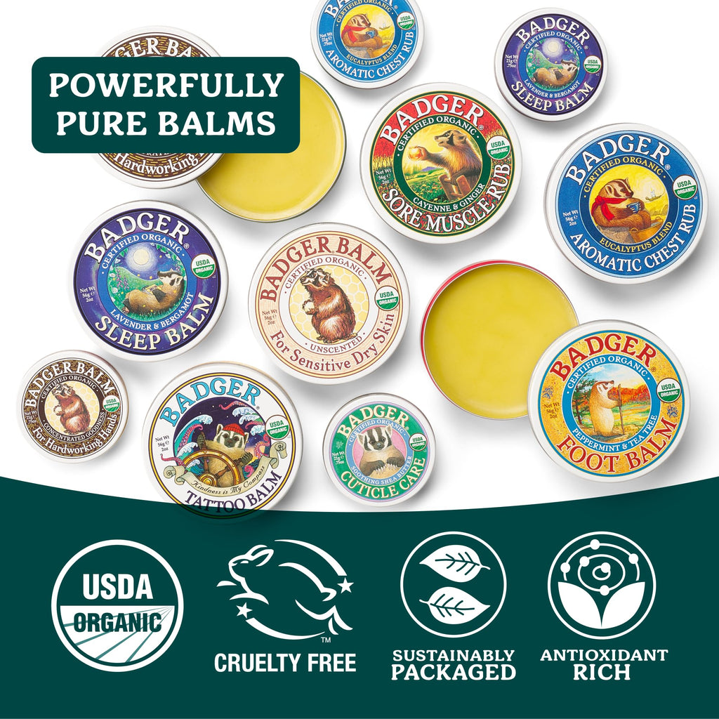 Badger Balm Unscented Organic Olive Oil & Beeswax Moisturizer, 2 oz Tin