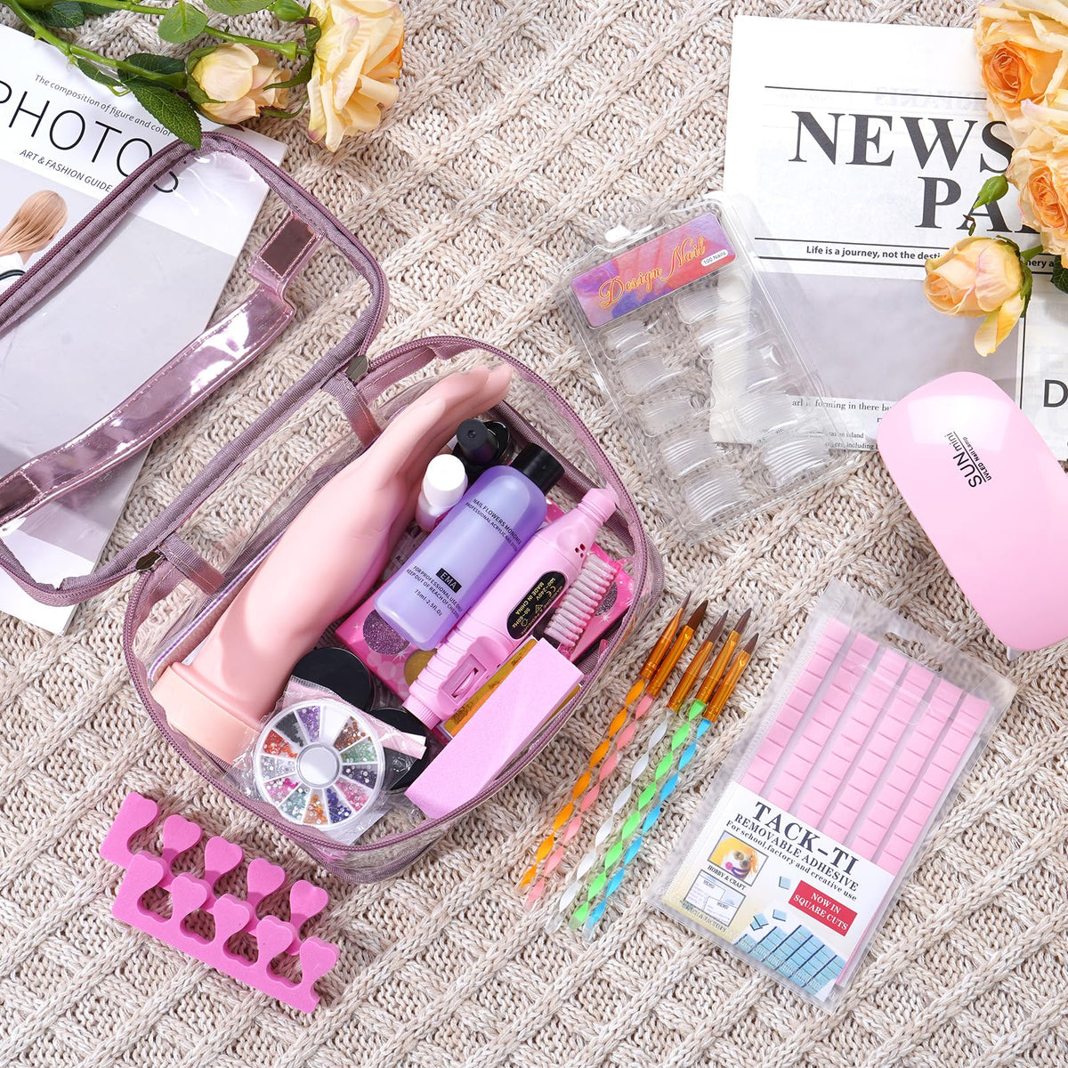 Complete Acrylic Nail Starter Kit with Practice Hand, Drill & Lamp