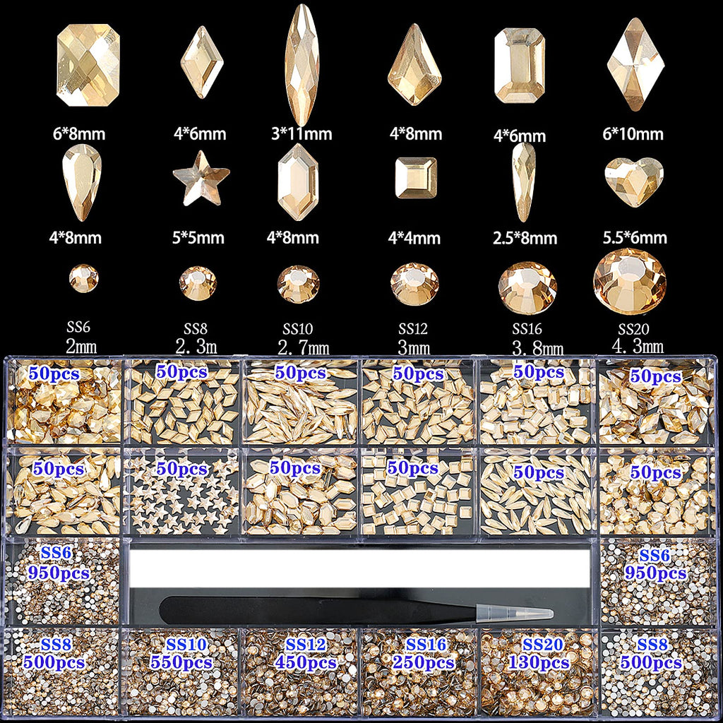 4,880-Piece Nail Rhinestones Set with Multi-Shape Crystal Gems