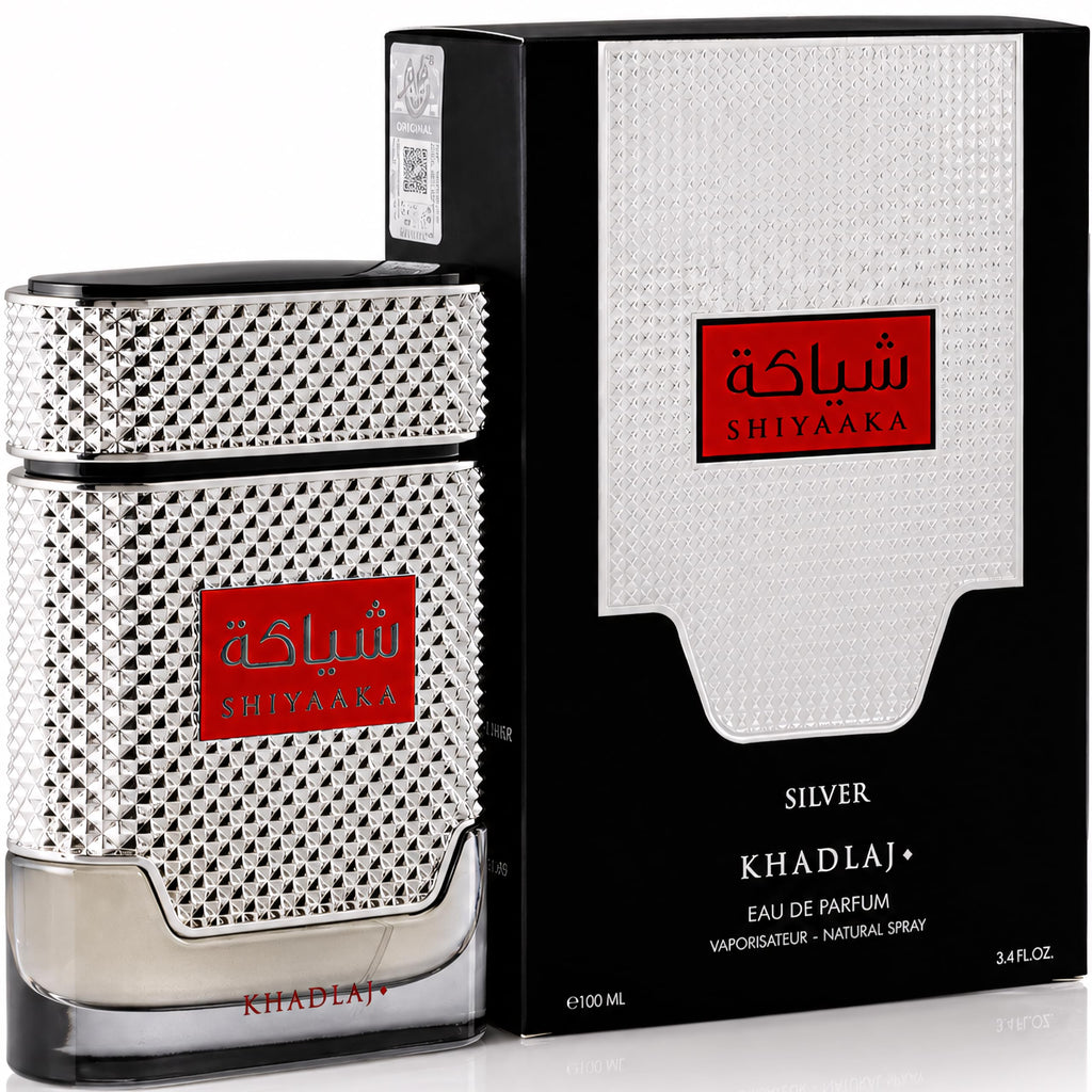 Khadlaj Shiyaaka Silver Eau de Parfum Spray for Men, 3.4 Fl Oz