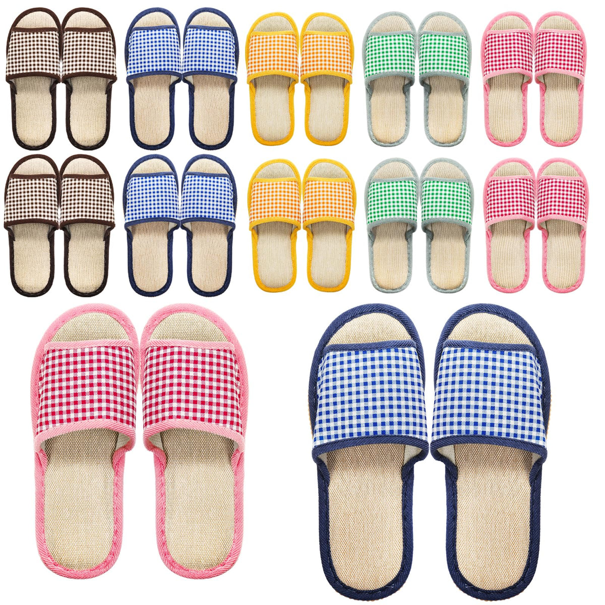 Eorbow Washable Guest House Slippers, Open Toe Non-Slip Spa Slippers, 10 Pairs