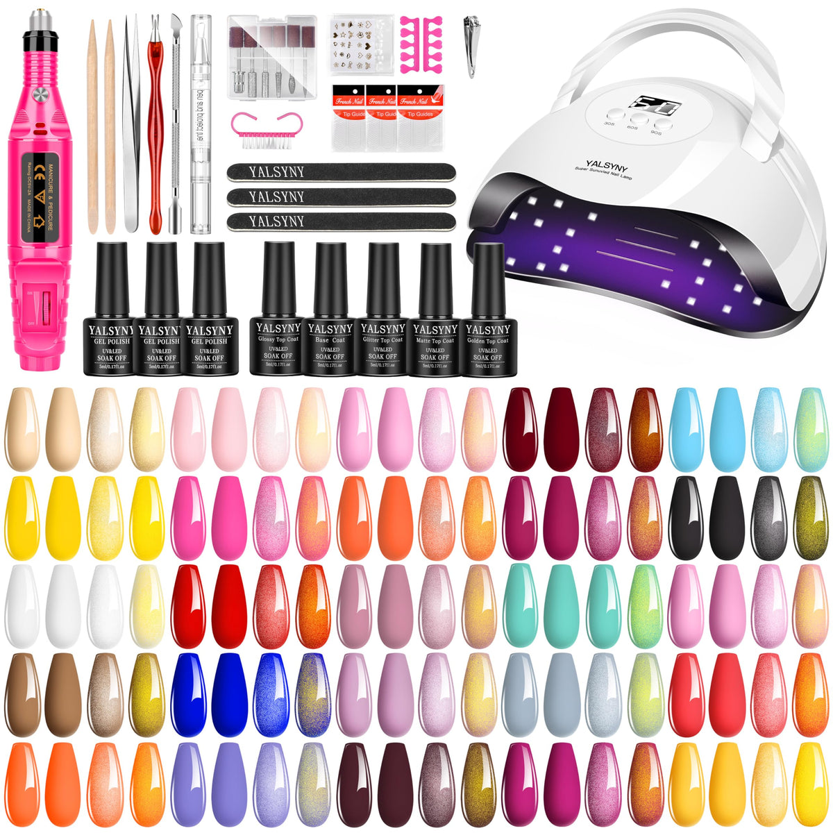 Gel Nail Polish Kit with UV LED Lamp, 25 Colors