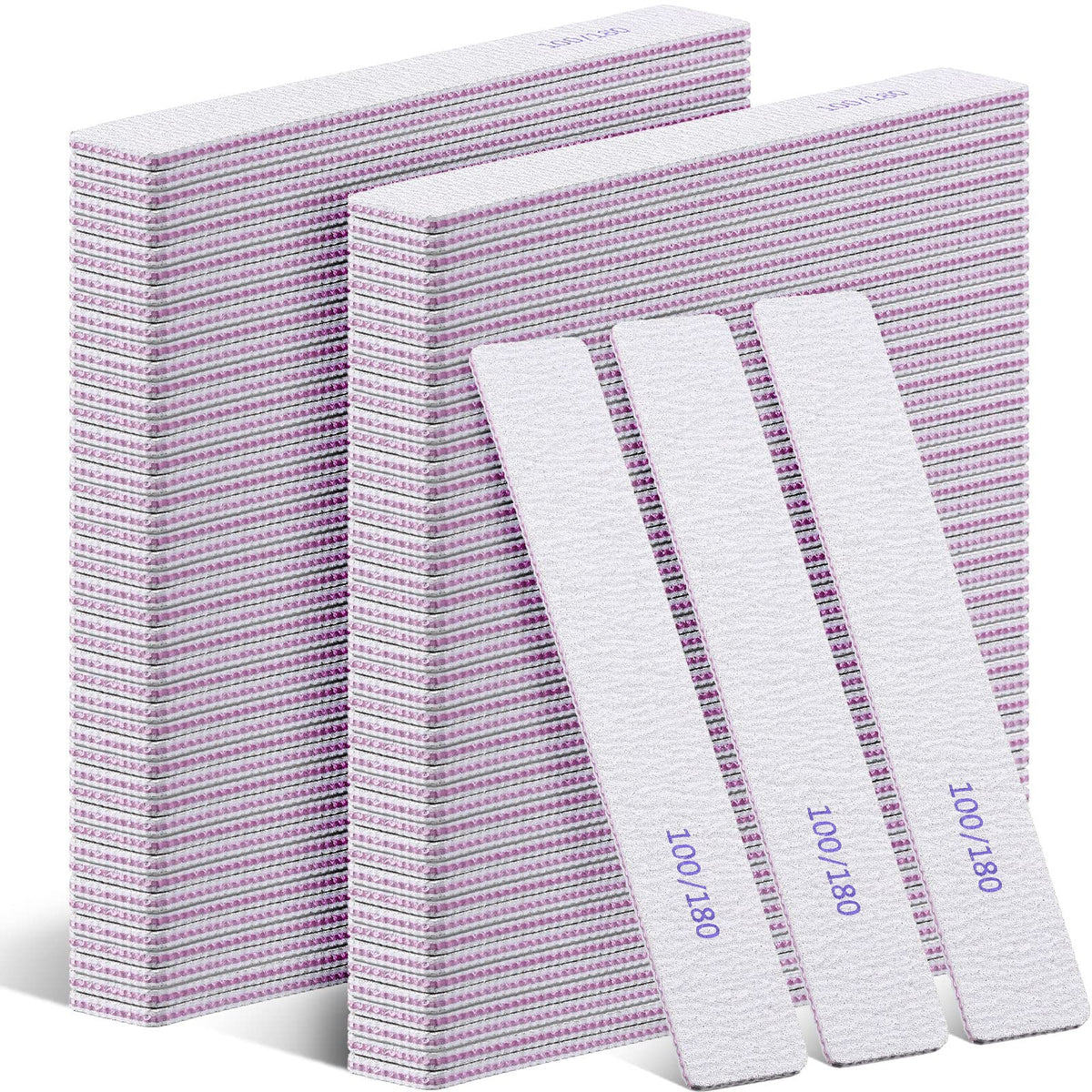 Xinnun 150 Pcs Double-Sided Reusable Emery Board Nail Files