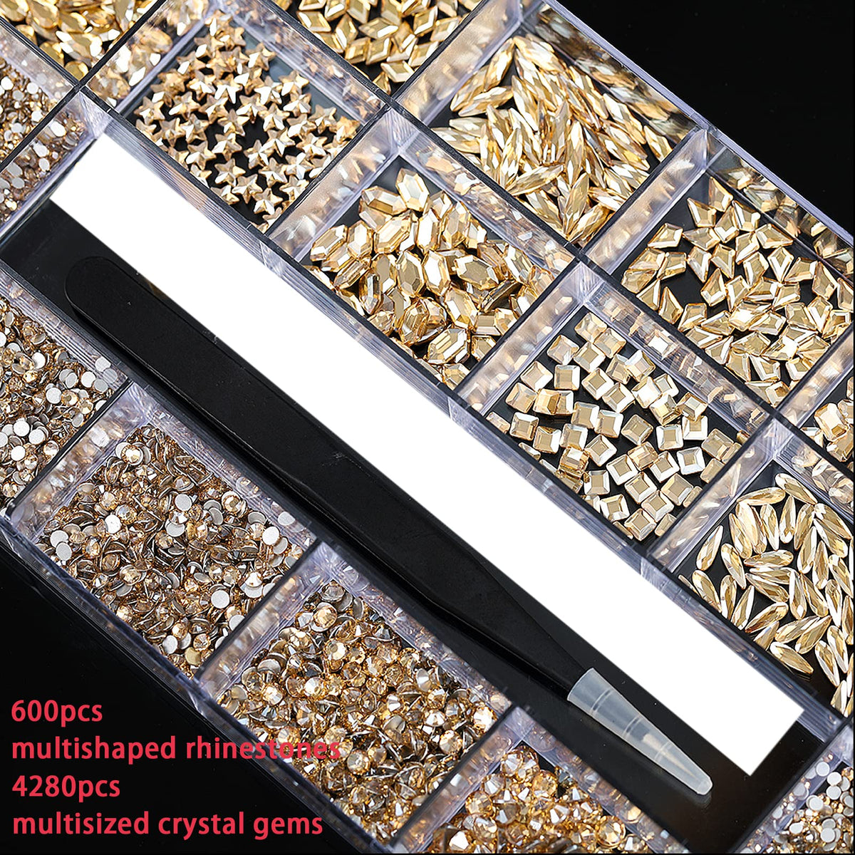 4,880-Piece Nail Rhinestones Set with Multi-Shape Crystal Gems