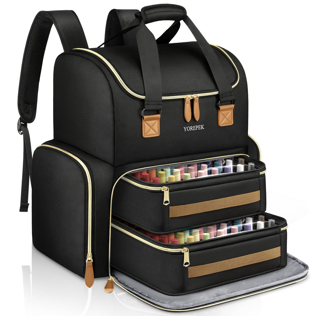 YOREPEK Large Nail Polish Organizer Backpack with Removable Pouches
