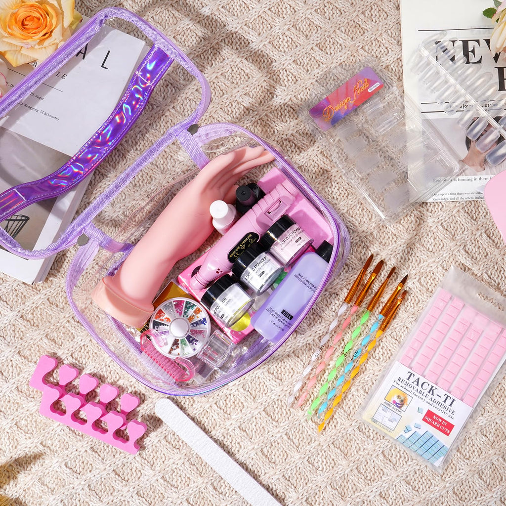 Nail Kit for Beginners with Acrylic Powder, Drill, Practice Hand and UV LED Lamp