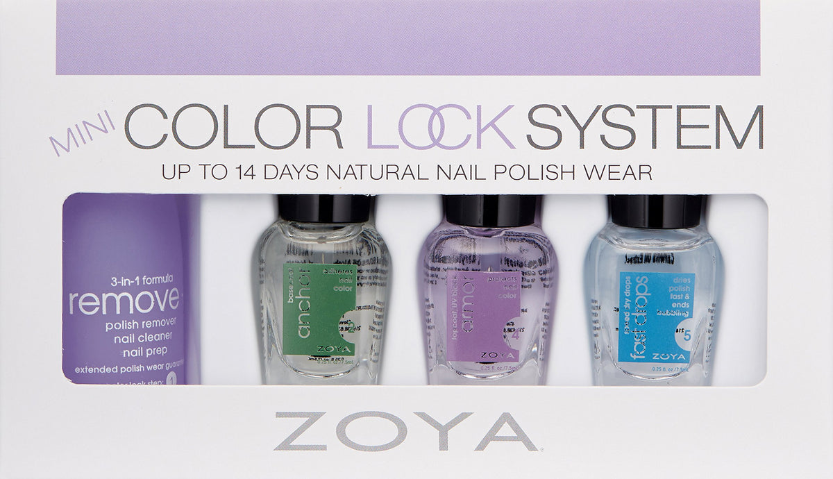 ZOYA Mini Color Lock System Manicure Kit, Clear, 4 Piece Set