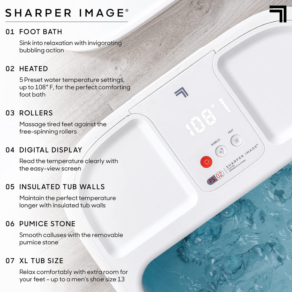 Sharper Image Heated Foot Spa with Bubble Jets, Rollers & Pumice Stone