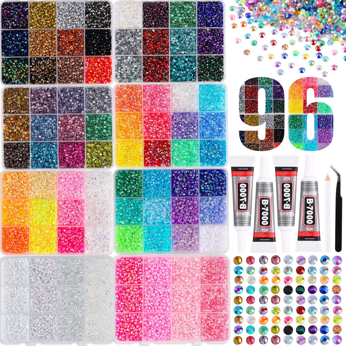 Bedazzling Kit with Flatback Resin Rhinestones and Craft Tools