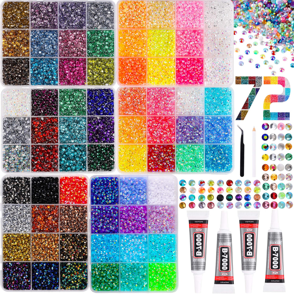 Bedazzling Kit with 54,000 Resin Jelly Rhinestones, Glue, Tools & 72 Colors