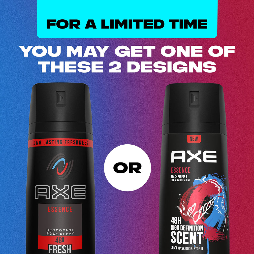 AXE Essence Black Pepper & Cedarwood Body Spray Deodorant, Aluminum-Free, 4 oz Twin Pack