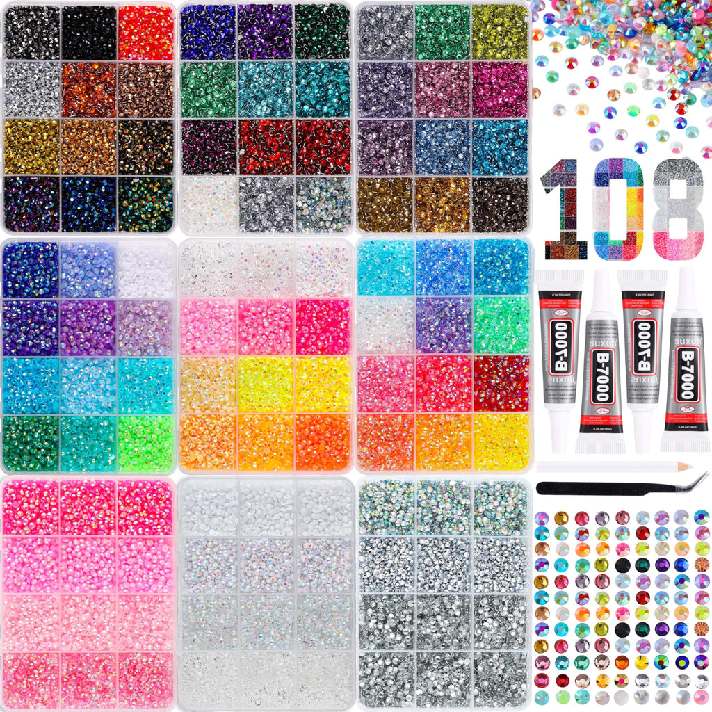 LERBOU 81,000PCS Bedazzling Kit, 3mm Flatback Resin Rhinestones